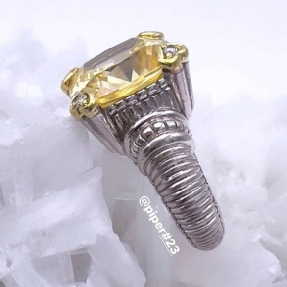 Judith Ripka Canary Crystal & Diamond JR TWO Fontaine Cocktail Ring - 7 - Picture 7 of 11